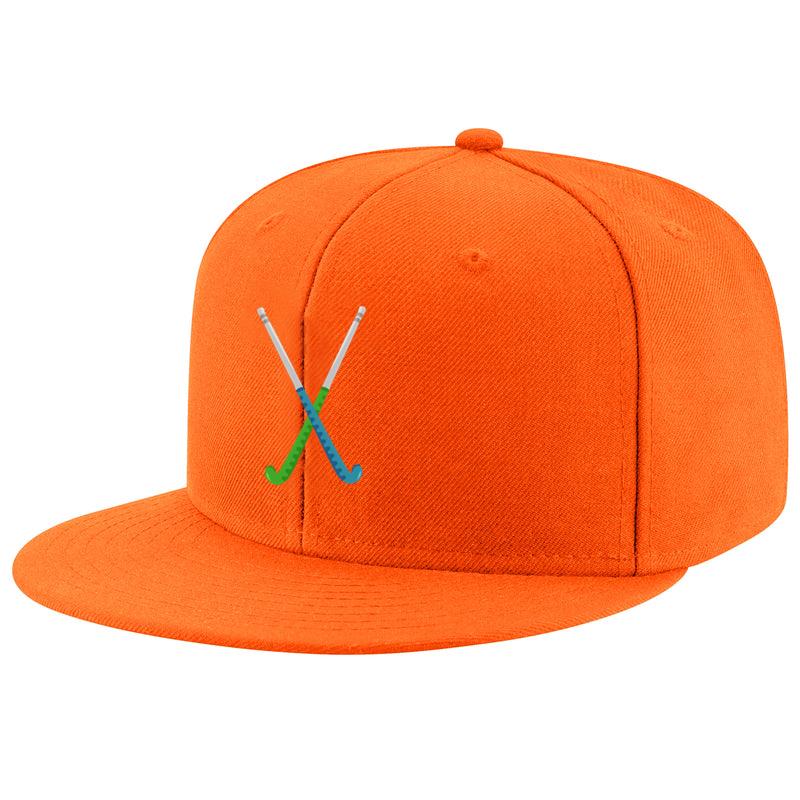 Blue Green Hockey Sticks Flat Cap