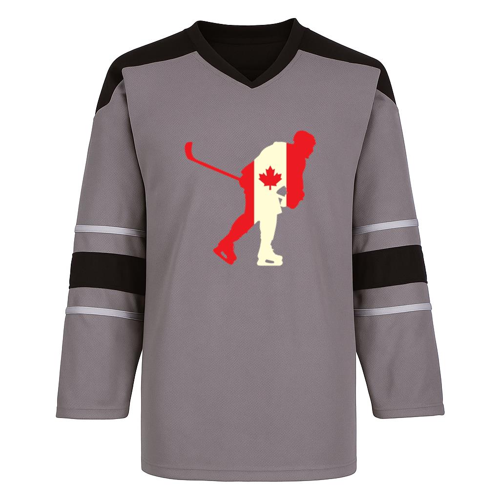 Hockey Player On Canada Flag Flat Hockey Jersey