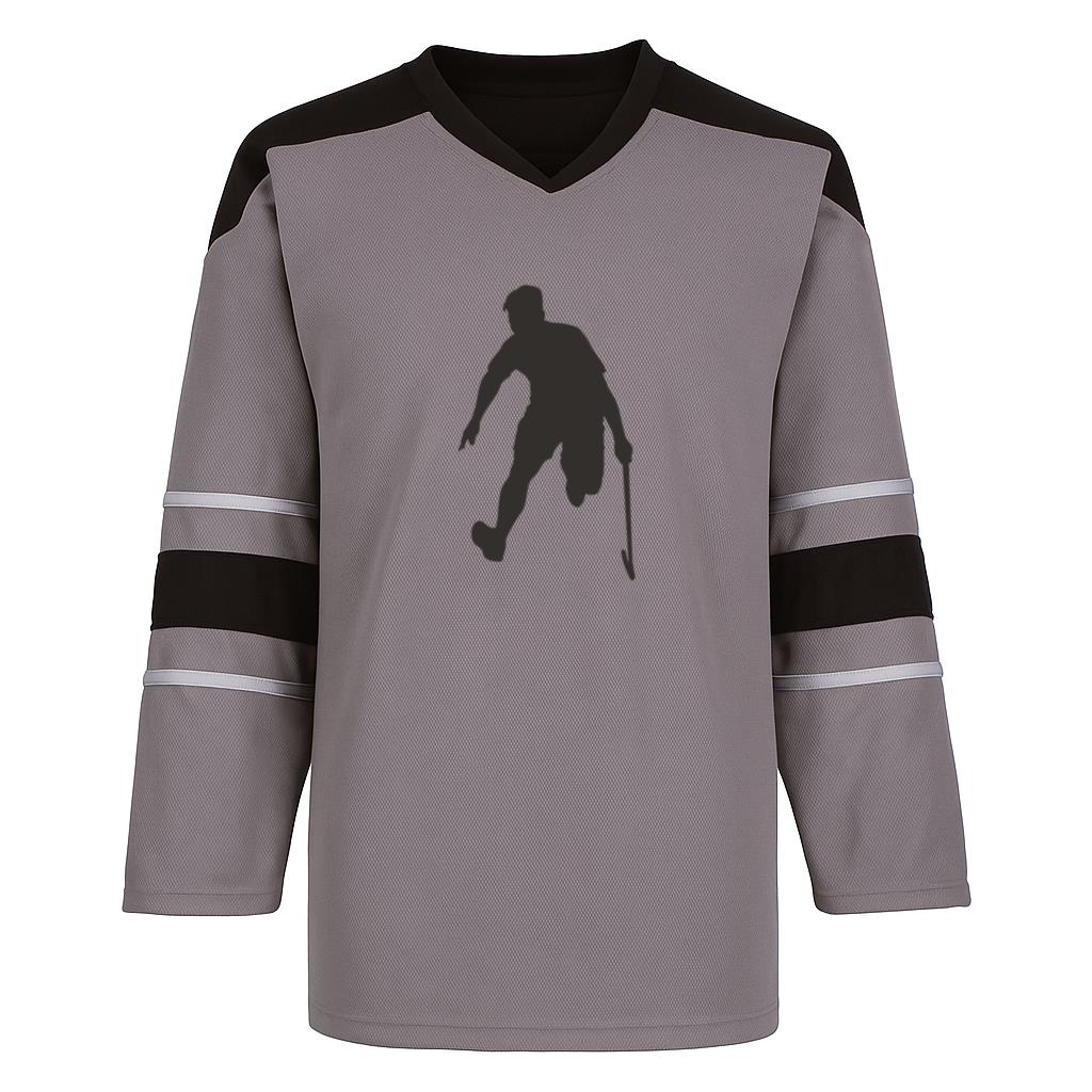 Hockey Player Silhouette Facing Down Hockey Jersey