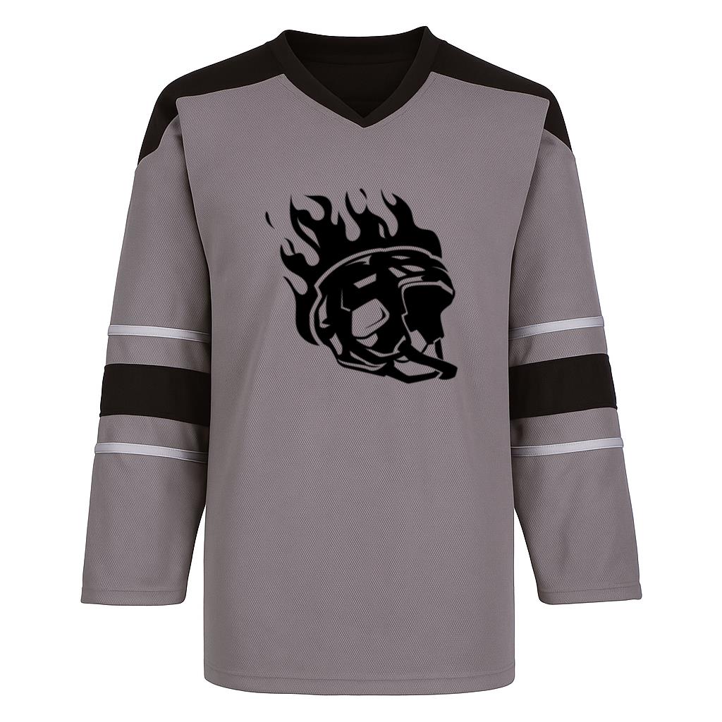 Ice Hockey Helmet On Fire High Contrast Hockey Jersey