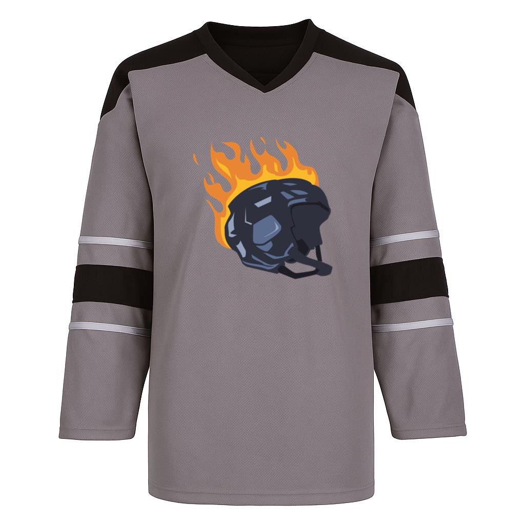Ice Hockey Helmet On Fire Illustration Hockey Jersey