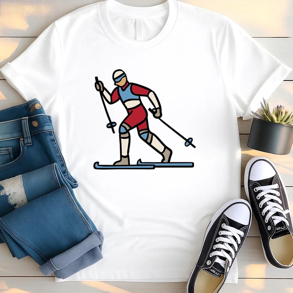 Person Skiing Hand Drawn Design T Shirt