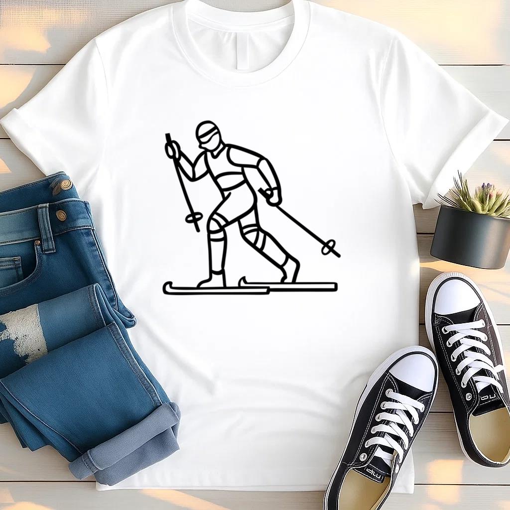 Person Skiing Stroke Design T Shirt