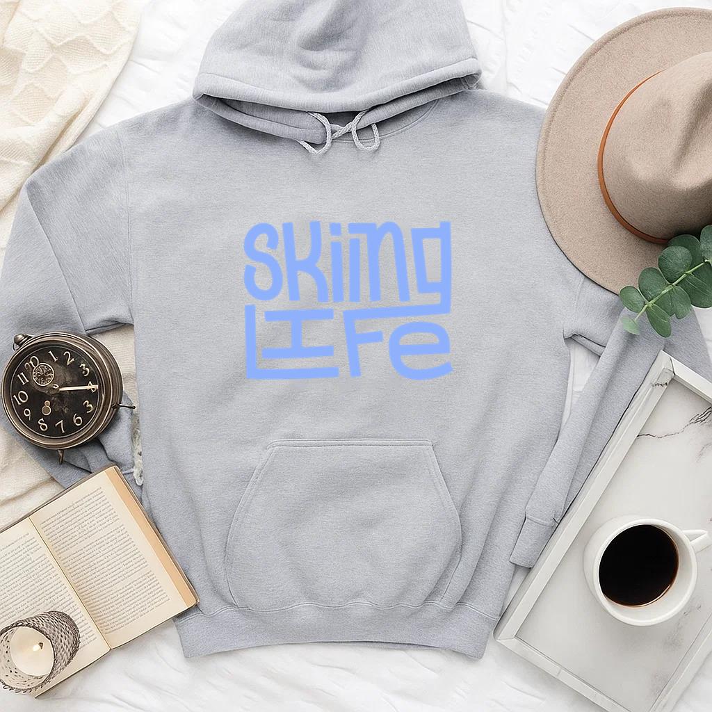 Skiing Life Ski Lettering Hoodie