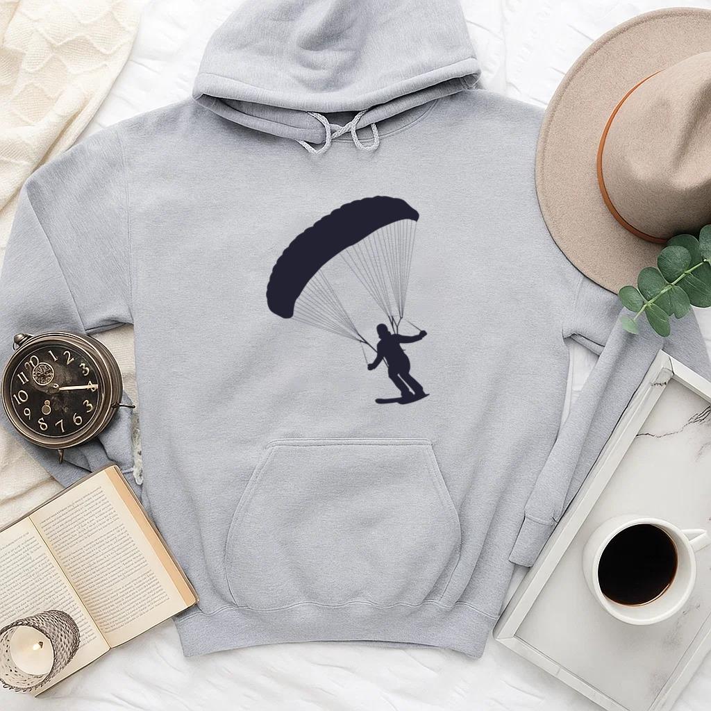 Skiing Off Cliffs Silhouette Hoodie