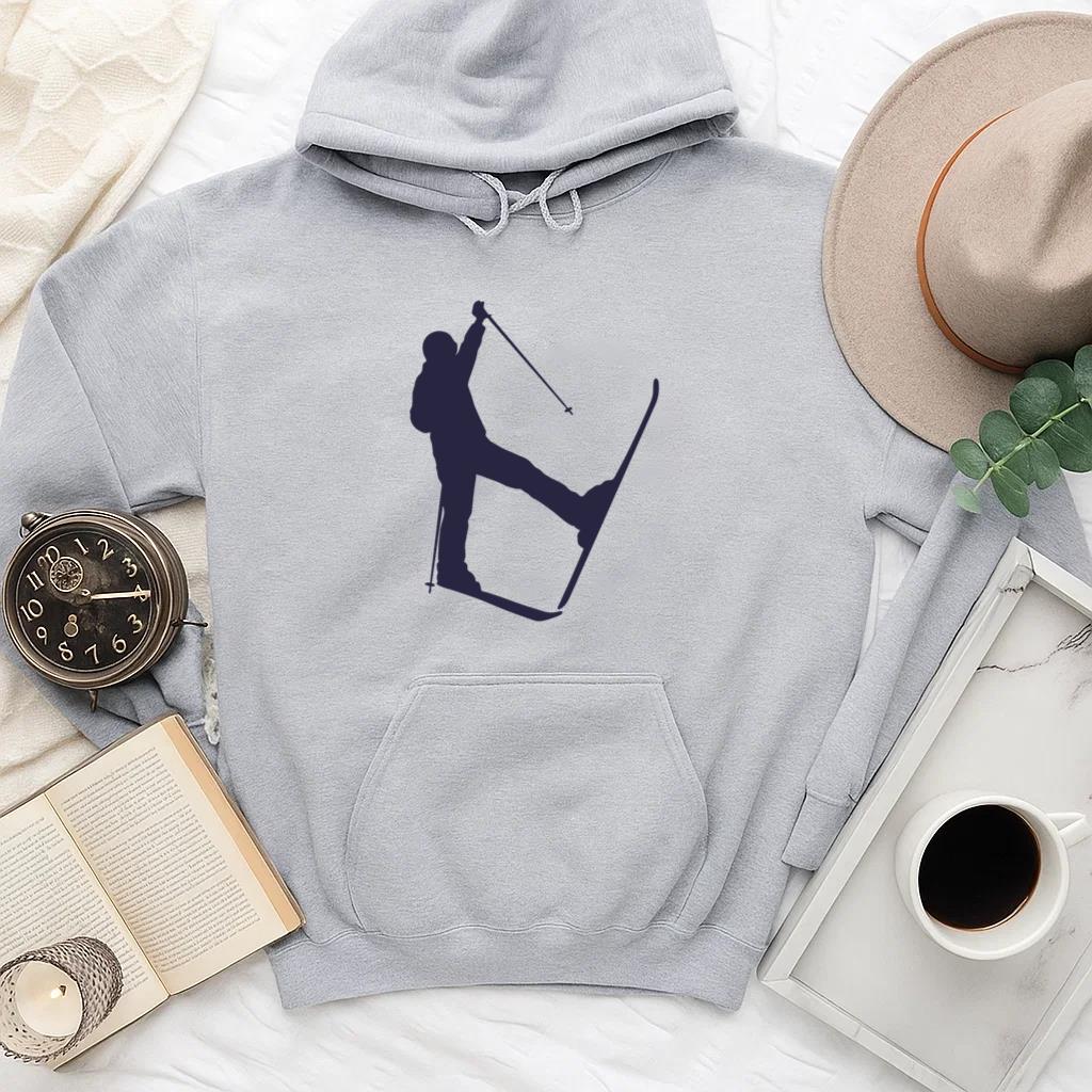 Skiing Person Silhouette Hoodie